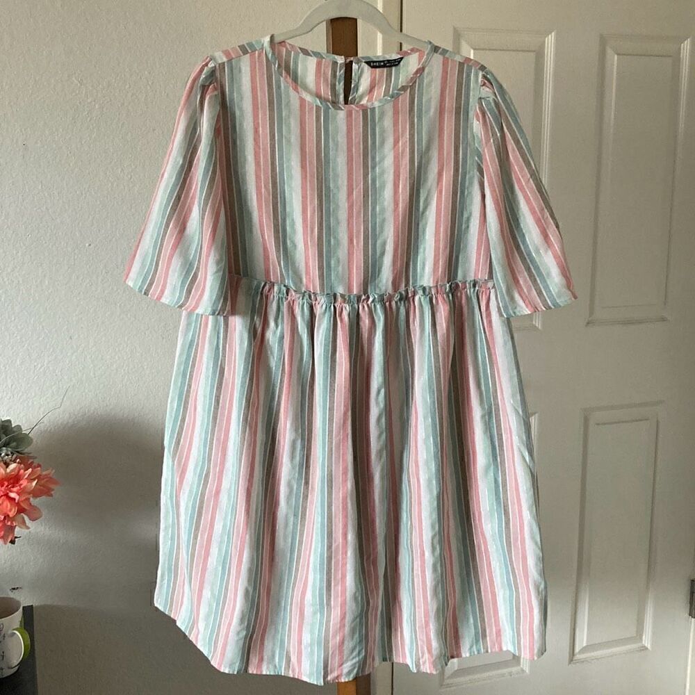 Candy Stripe Summer Mini Dress size Large